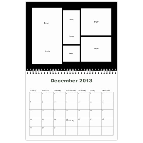 2013 Calendar Mod2 By J  Richardson Dec 2013