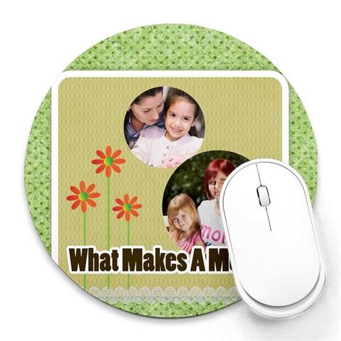 Mothers Day By Mom 8 x8  Round Mousepad - 1