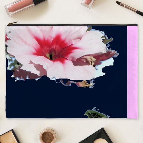 Pink Flower Xxxl Makeup Bag By Riksu Front
