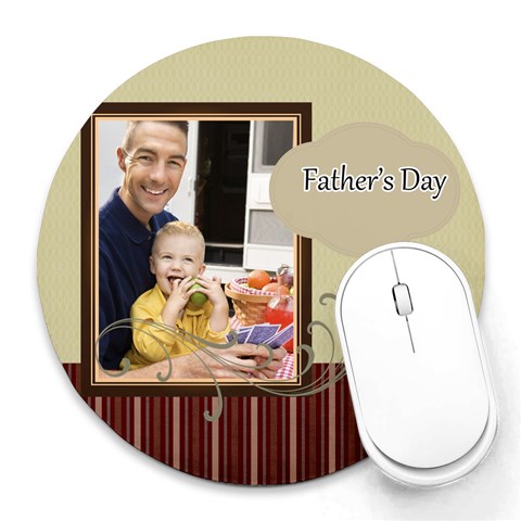 Fathers Day By Dad 8 x8  Round Mousepad - 1