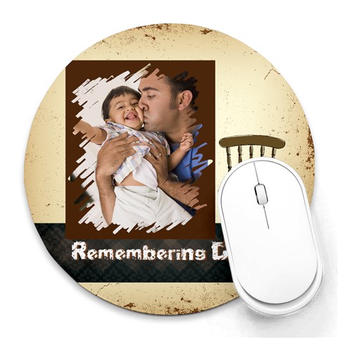 Fathers Day By Dad 8 x8  Round Mousepad - 1