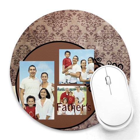 Fathers Day By Dad 8 x8  Round Mousepad - 1