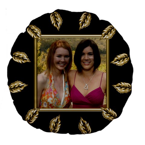 Black And Gold 18  Premium Round Cushion By Deborah Back