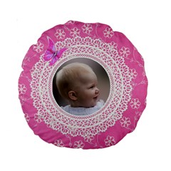 Girl Pink lace 15 Premium Round Cushion - Standard 15 Premium Round Cushion Girl Pink lace 15 Premium Round Cushion - Standard 15 Premium Round Cushion