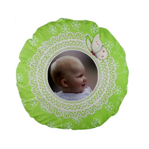 Girl Green Lace 15  Premium Round Cushion By Deborah Back