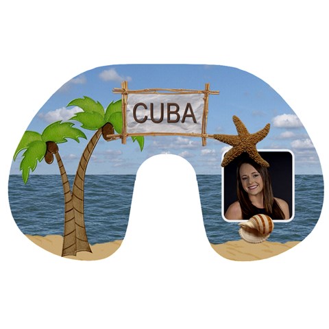 Cuba Bound Travel Neck Pillow By Lil Front