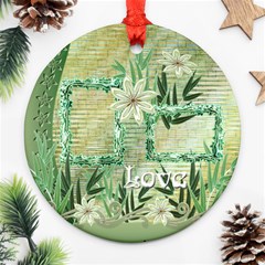 aqua blue green love floral round ornament - Ornament (Round) aqua blue green love floral round ornament - Ornament (Round)