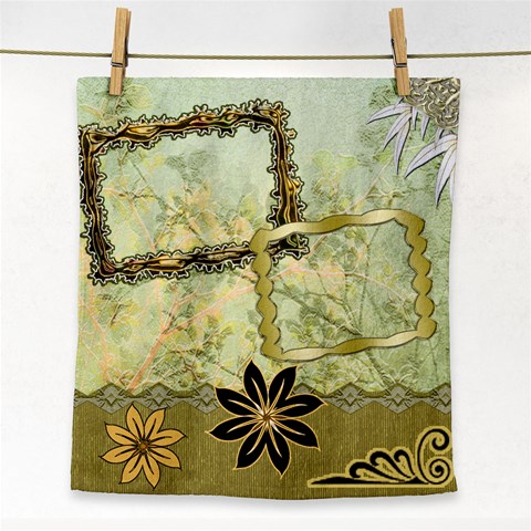 Neutral Floral Face  Towel By Ellan Front