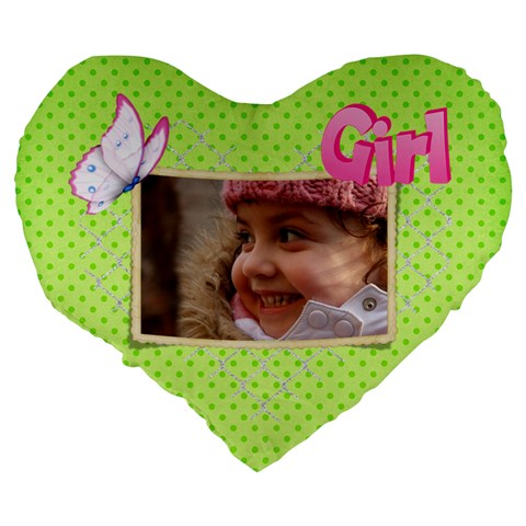 Girl Green 19  Heart  Shape Cushion By Deborah Back