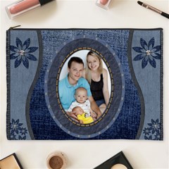 Denim Floral XXXL Cosmetic Bag - Cosmetic Bag (XXXL)