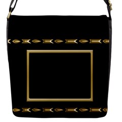 Black And Gold Flap Closure Messenger Bag (small)