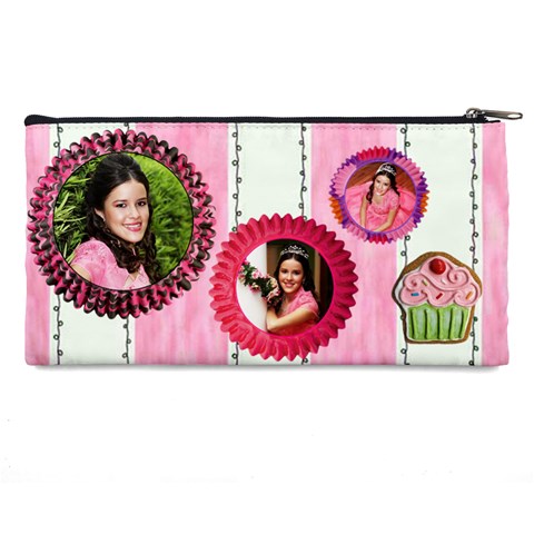 Pink Stripes Pencil Case By Ivelyn Back