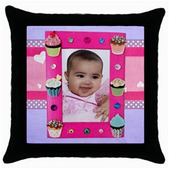 cupcake time pillow - Throw Pillow Case (Black) cupcake time pillow - Throw Pillow Case (Black)