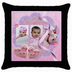 cookie hearts pillow - Throw Pillow Case (Black) cookie hearts pillow - Throw Pillow Case (Black)