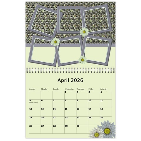 Country Floral 11x8 5 Calendar (any Year) By Deborah Apr 2026
