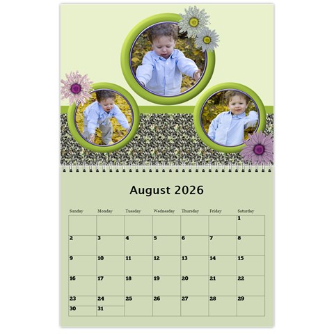 Country Floral 11x8 5 Calendar (any Year) By Deborah Aug 2026