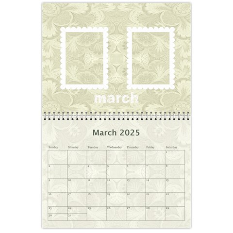 2025 Damask Wedding Calendar  By Catvinnat Mar 2025