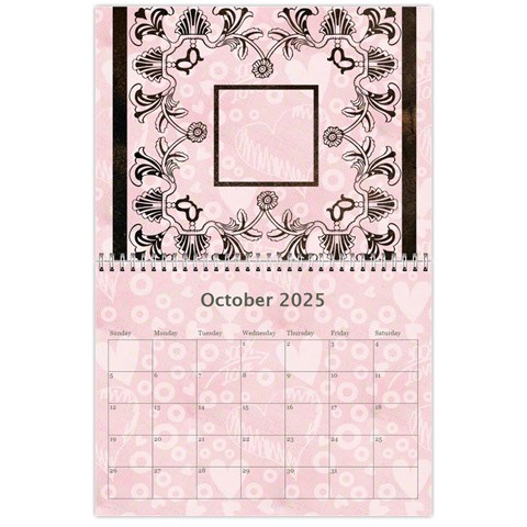 2025 Art Nouveau 100% Love Pastel Pink Calendar By Catvinnat Oct 2025