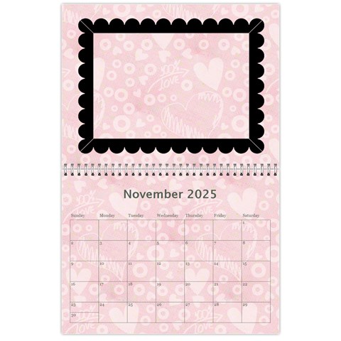 2025 Art Nouveau 100% Love Pastel Pink Calendar By Catvinnat Nov 2025