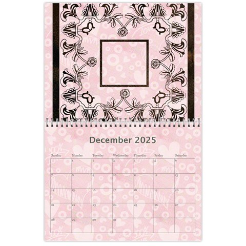 2025 Art Nouveau 100% Love Pastel Pink Calendar By Catvinnat Dec 2025
