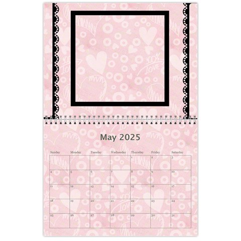 2025 Art Nouveau 100% Love Pastel Pink Calendar By Catvinnat May 2025