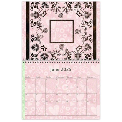 2025 Art Nouveau 100% Love Pastel Pink Calendar By Catvinnat Jun 2025