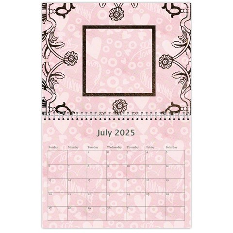 2025 Art Nouveau 100% Love Pastel Pink Calendar By Catvinnat Jul 2025
