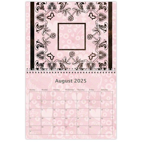 2025 Art Nouveau 100% Love Pastel Pink Calendar By Catvinnat Aug 2025