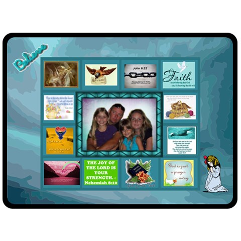 Bible Quotes Collage Large Blanket By Joy Johns 80 x60  Blanket Front