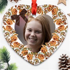 Floral Christmas Heart Ornament (2 Sided) - Heart Ornament (Two Sides)
