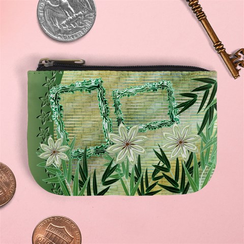 Aqua Floral  Coin Purse By Ellan Front