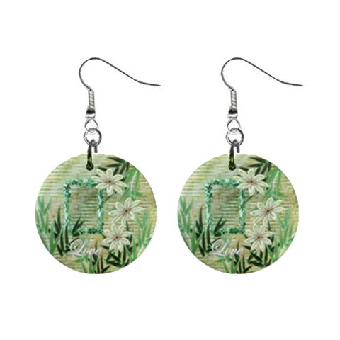 Love Aqua Blue Green Floral Button Earrings By Ellan Front