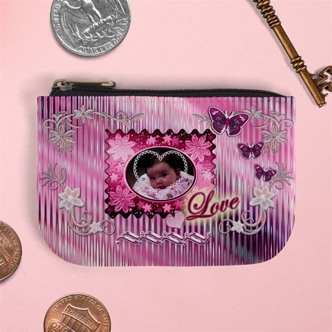 Pink Heart Floral Coin Purse By Ellan Front