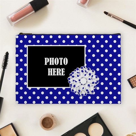 Basix Blue Large Cosmetic Bag By Lisa Minor Front