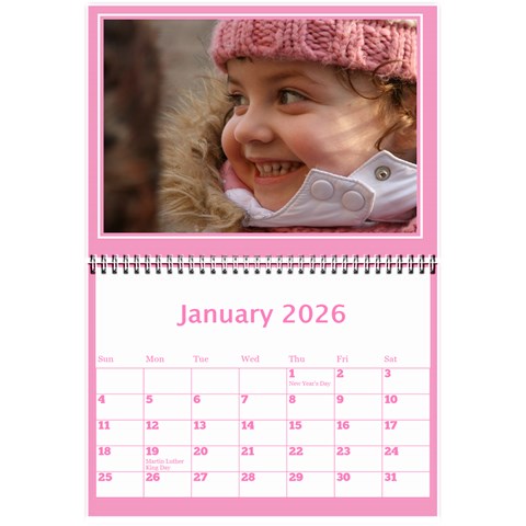 Pink Princess Wall Calendar (any Year) 8 5x6 By Deborah Jan 2026