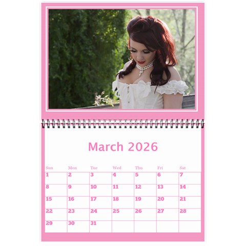 Pink Princess Wall Calendar (any Year) 8 5x6 By Deborah Mar 2026