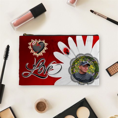 Love Medium Cosmetic Bag By Joy Johns Front
