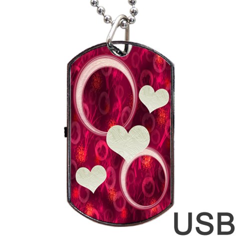 Pink Love Dog Tag Usb Flash 1 Side By Ellan Front