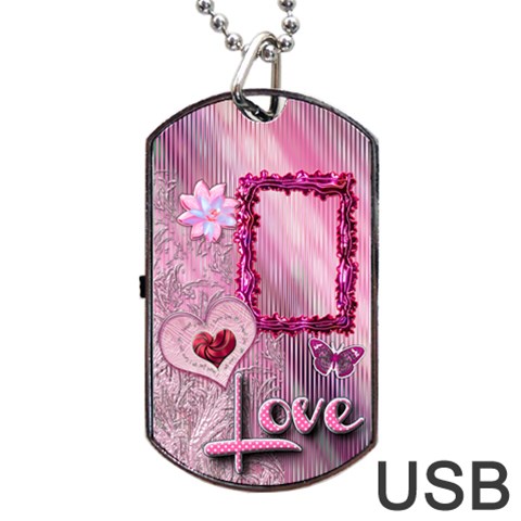 Pink Love Dog Tag Usb Flash 2 Sides By Ellan Back