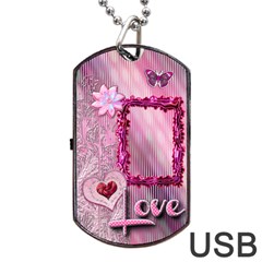 Pink Love Dog Tag Usb Flash 1 Side