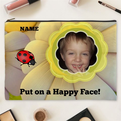 Happy Face Xxxl Cosmetic Bag By Joy Johns Front