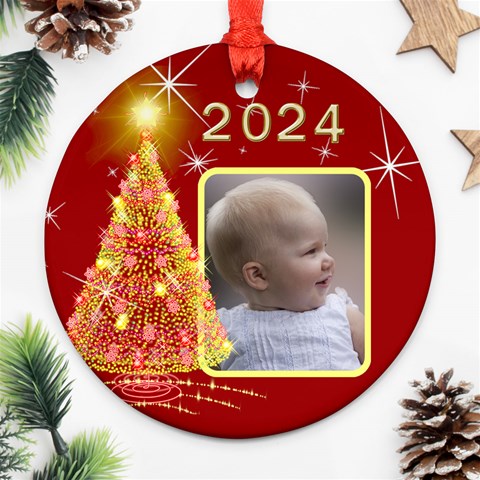 Christmas Tree Round Ornament (2 Sided) By Deborah Front