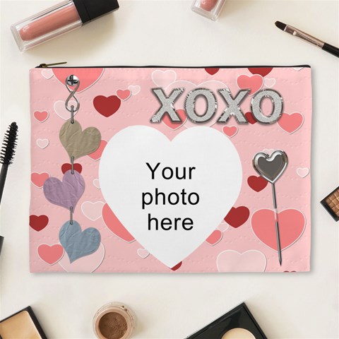 Kiss And Hug Xl Cosmetic Bag By Lil Front