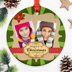 merry christmas - Round Ornament (Two Sides)