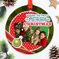 merry christmas - Round Ornament (Two Sides)