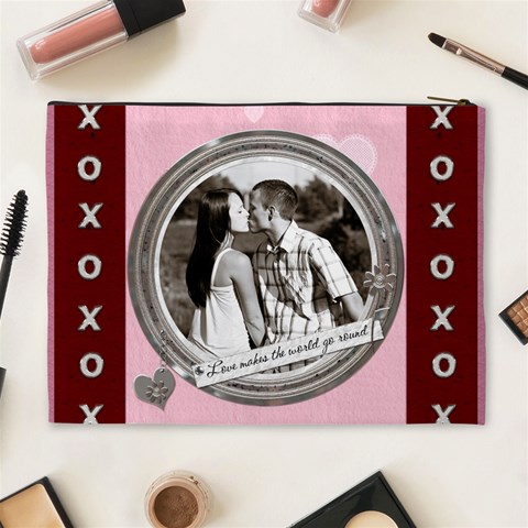 Love And Kisses Xl Cosmetic Bag By Lil Back