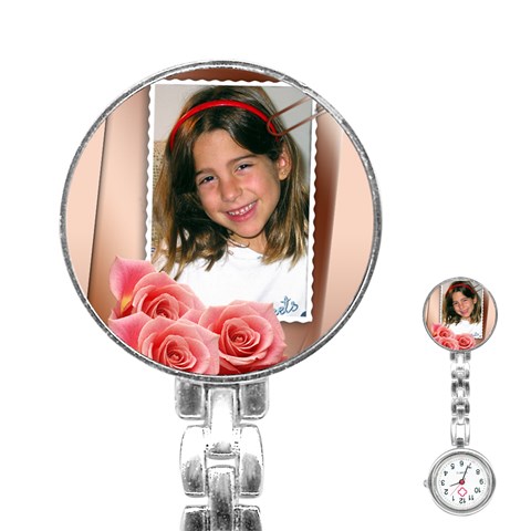 Pink Rose Stainless Steel Nurses Watch By Deborah Front