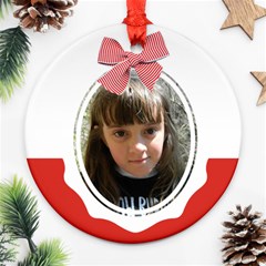 Christmas Chevron-Tree Round ornament (2 sides) - Round Ornament (Two Sides)