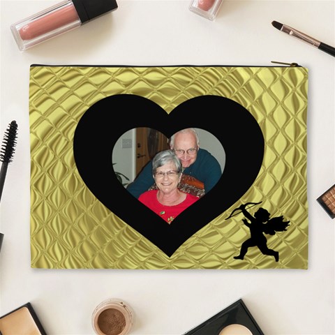 Black Gold Love Xl Cosmetic Bag By Joy Johns Back