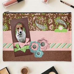 Pink Brown Paisley - Xxxl Cosmetic Bag